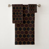 Elegant Brown Gold Honeycomb Hexagon Pattern Manly Bad Handdoek (Insitu)