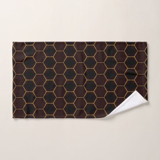Elegant Brown Gold Honeycomb Hexagon Pattern Manly Bad Handdoek (Handdoek)