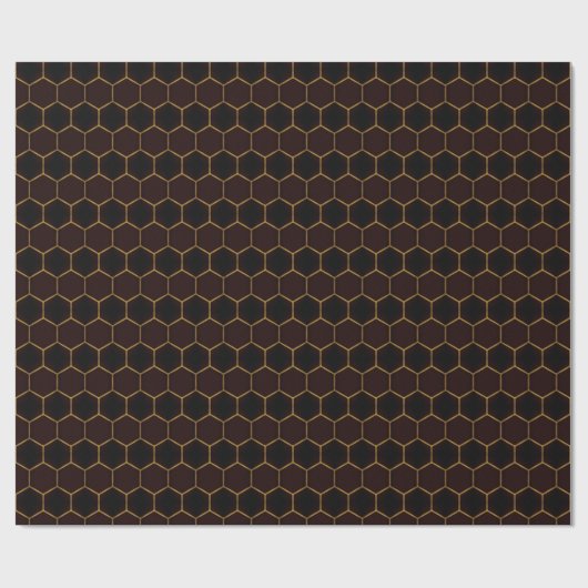 Elegant Brown Gold Honeycomb Hexagon Pattern Manly Cadeaupapier (Vlak)