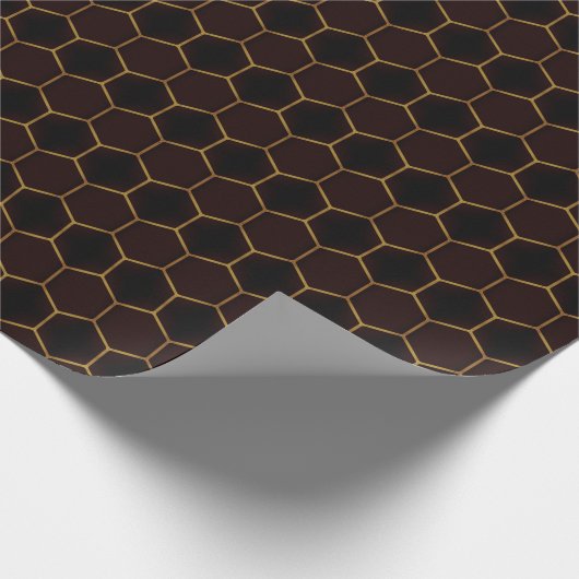 Elegant Brown Gold Honeycomb Hexagon Pattern Manly Cadeaupapier (Hoek)