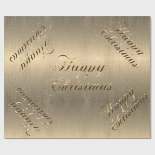 Elegant Brown Gold Script Happy Kerstmis Cadeaupapier (Vlak)