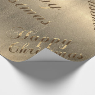 Elegant Brown Gold Script Happy Kerstmis Cadeaupapier