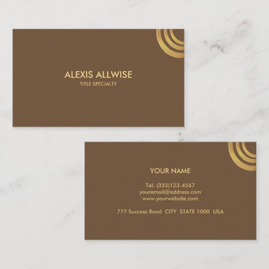 Elegant Brown & Golden Brown Metallic look Design Visitekaartje (Voorkant / Achterkant)