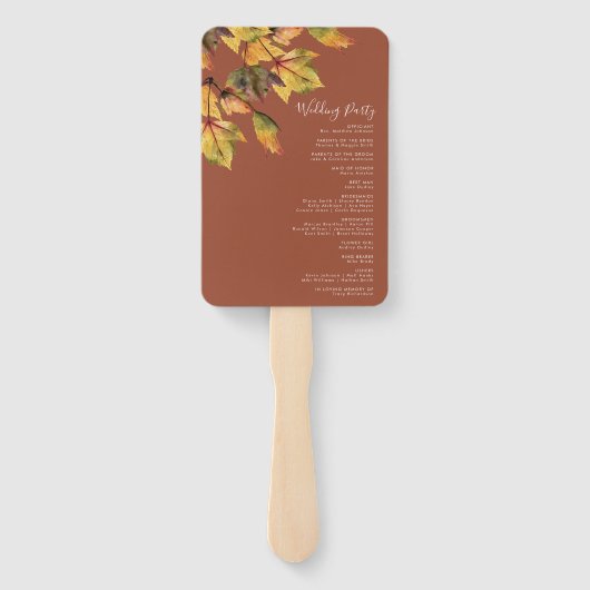 Elegant Brown Golden Yellow Autumn Foliage Wedding Handwaaier (Achterkant)