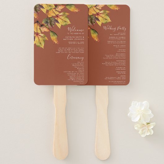 Elegant Brown Golden Yellow Autumn Foliage Wedding Handwaaier