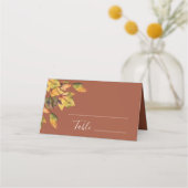 Elegant Brown Golden Yellow Autumn Foliage Wedding Plaatskaartje (Voorkant)