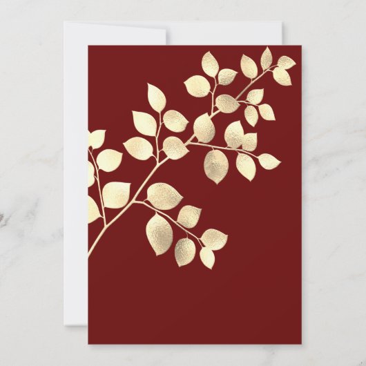 Elegant brown gouden bladeren verjaardagsuitnodigi kaart (Achterkant)