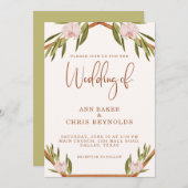 Elegant Brown Green Boho Wedding Invitation (Voorkant / Achterkant)