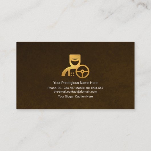 Elegant Brown Grunge Gold Chauffeur Monogram Visitekaartje (Achterkant)