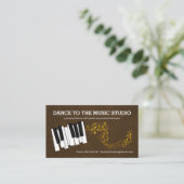 Elegant Brown Grunge Piano Keys Gold Muzieknoten Visitekaartje (Staand voorkant)