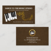 Elegant Brown Grunge Piano Keys Gold Muzieknoten Visitekaartje (Voorkant / Achterkant)