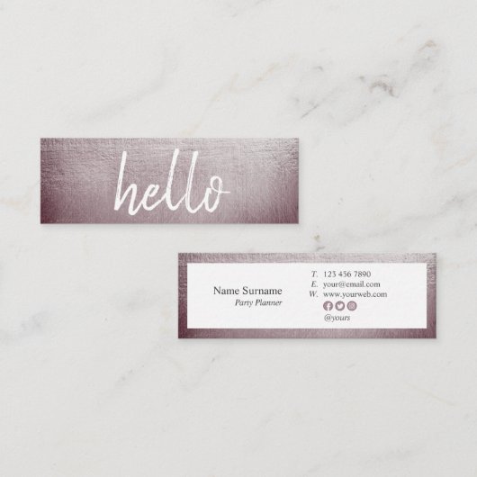 Elegant Brown Hallo Planner Mini Visitekaartje (Voorkant / Achterkant)