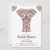 Elegant Brown Henna Elephant Vrijgezellenfeest Inv Kaart (Voorkant)