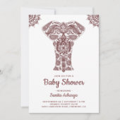 Elegant Brown Henna Indian Elephant Baby shower Kaart (Voorkant)