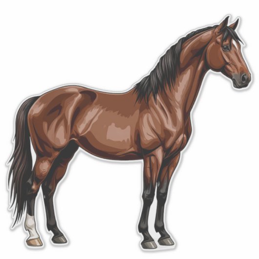 Elegant Brown Horse Sticker (Voorkant)