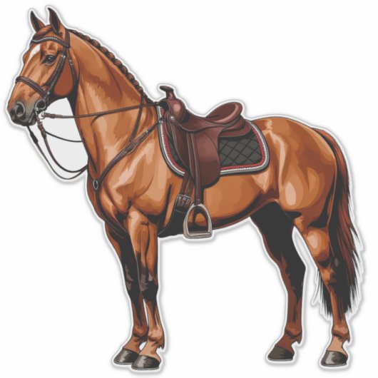 Elegant Brown Horse Sticker (Voorkant)