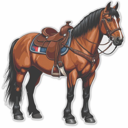 Elegant Brown Horse Sticker (Voorkant)