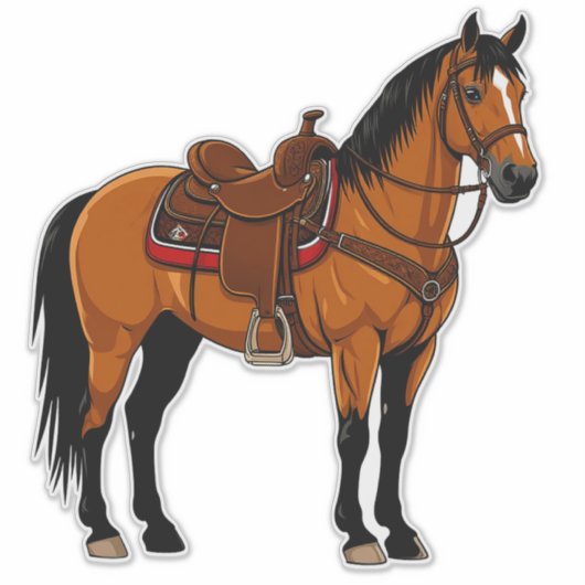 Elegant Brown Horse Sticker (Voorkant)