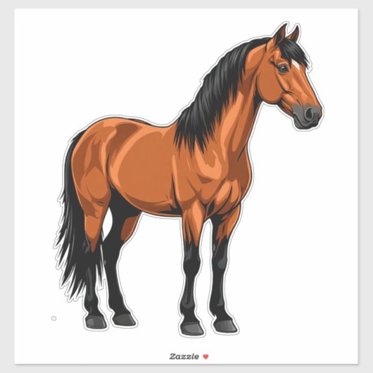 Elegant Brown Horse Sticker (Vel)