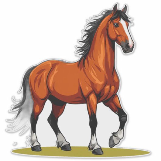 Elegant Brown Horse Sticker (Voorkant)