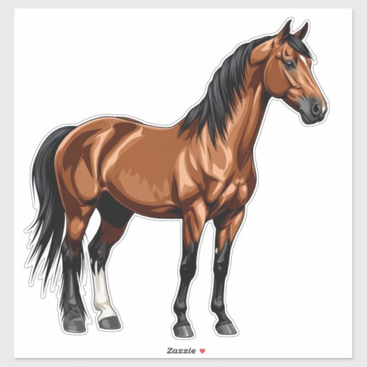 Elegant Brown Horse Sticker (Vel)