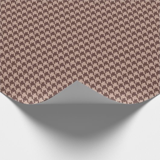 Elegant Brown Houndstooth Classic Preppy Pattern Cadeaupapier (Hoek)