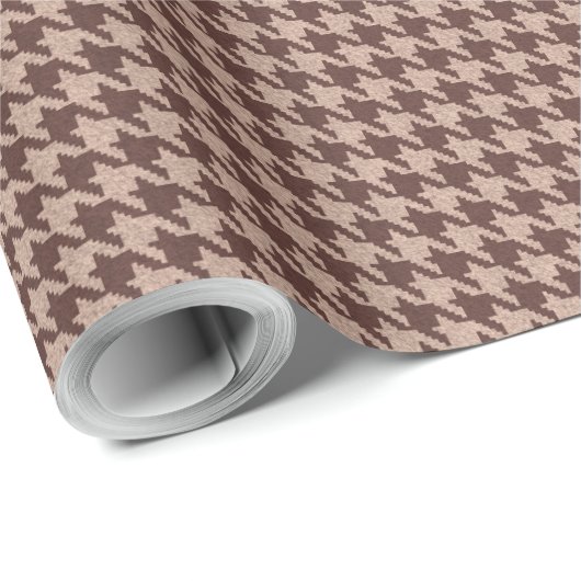 Elegant Brown Houndstooth Classic Preppy Pattern Cadeaupapier (Rol Hoek)