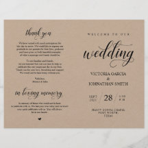Elegant Brown Kraft, Wed Ceremonony Foldable Progr
