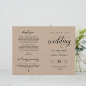 Elegant Brown Kraft, Wed Ceremonony Foldable Progr (Staand voorkant)