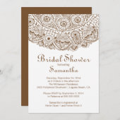 Elegant Brown Lace Bridal Shower Invitation Kaart (Voorkant / Achterkant)