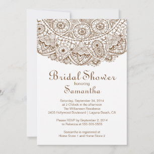 Elegant Brown Lace Bridal Shower Invitation Kaart