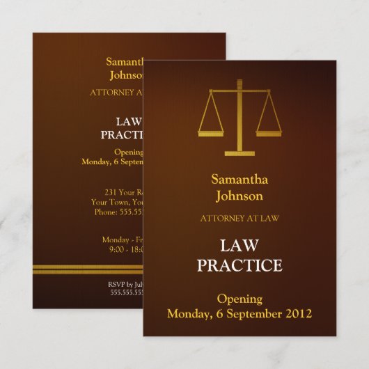 Elegant Brown Law Practice | Aankondiging van inle (Voorkant / Achterkant)