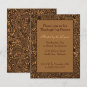 Elegant Brown Leafy Thanksgiving RSVP Kaartje (Voorkant / Achterkant)