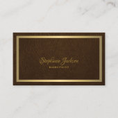 Elegant brown leather gold frame professional visitekaartje (Voorkant)