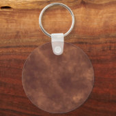 Elegant Brown Leather Watercolor Round Keychain wi (Achterkant)