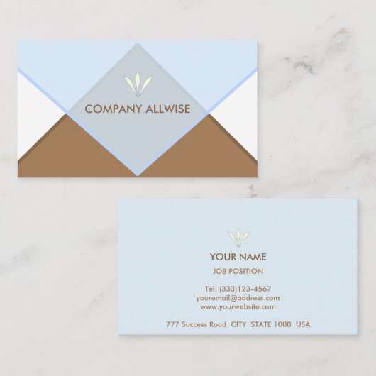 Elegant Brown, Light Blue & White-merk Visitekaartje (Voorkant / Achterkant)