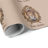 Elegant Brown Lion King Retro Dads Cadeaupapier (Rol Hoek)