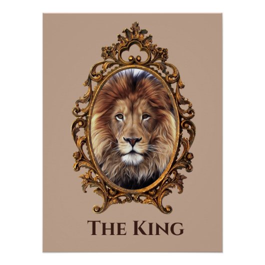 Elegant Brown Lion King Retro Dads Perfect Poster (Voorkant)