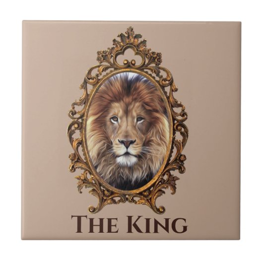 Elegant Brown Lion King Retro Dads Tegeltje (Voorkant)