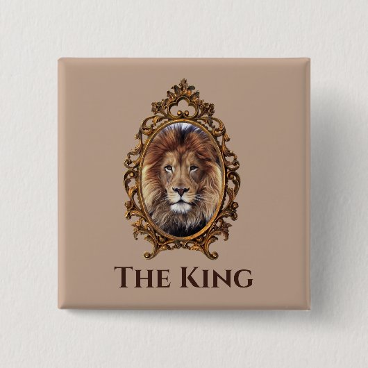 Elegant Brown Lion King Retro Dads Vierkante Button 5,1 Cm (Voorkant)
