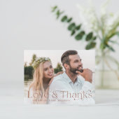 Elegant Brown Love and Bedankt Weddenschap Bedankt Briefkaart (Staand voorkant)