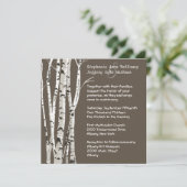 Elegant Brown met Birch Trees Wedding Invitation Kaart (Staand voorkant)