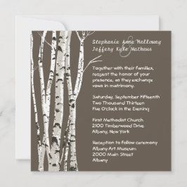 Elegant Brown met Birch Trees Wedding Invitation Kaart