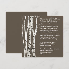 Elegant Brown met Birch Trees Wedding Invitation Kaart
