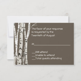 Elegant Brown met Birch Trees Wedding RSVP Card