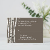 Elegant Brown met Birch Trees Wedding RSVP Card (Staand voorkant)