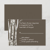 Elegant Brown met Birch Trees Wedding RSVP Card (Voorkant / Achterkant)