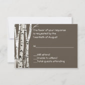 Elegant Brown met Birch Trees Wedding RSVP Card Kaartje (Voorkant)