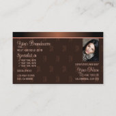 Elegant Brown met foto- en chic-monogram patroon Visitekaartje (Achterkant)