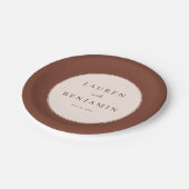 Elegant Brown Minimalist Wedding Plates Papieren Bordje (Gekanteld)
